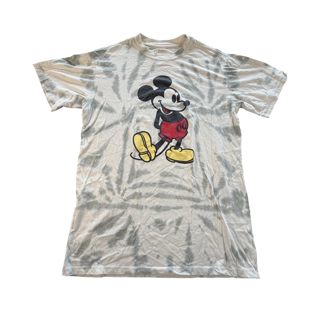 Disney Mickey Mouse Shirt Mens Small White Tie Dye Double Sided Graphic Tee